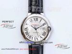 AAA Cartier Ballon Bleu Replica 28mm Mini Watch For Sale - Silver Face Black Leather Satrap